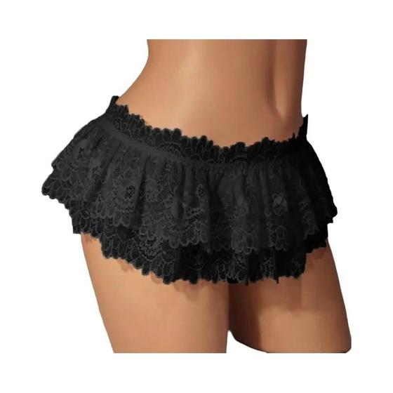 Saia Mini Plissada Vintage Sexy Para Mulheres, Calcinhas De Renda, Lingerie Cosplay Para Noite - NONE