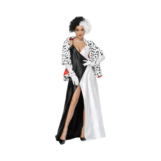 Fantasia Sexy De Cruella De Vil Para Mulheres Com Capa De Pelúcia E Vestido Com Suspensórios - bilibili