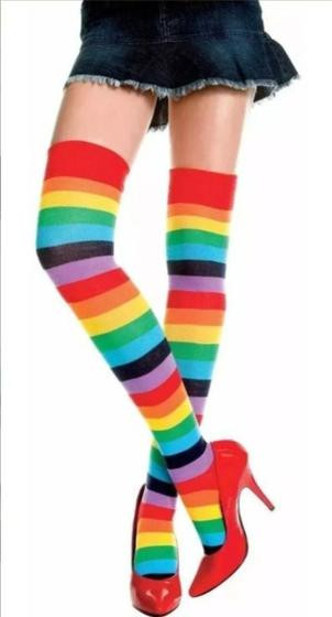 Meia Listrada Colorida Arco Iris,raibow 7/8-geek,pin Up,sexy - Capezio