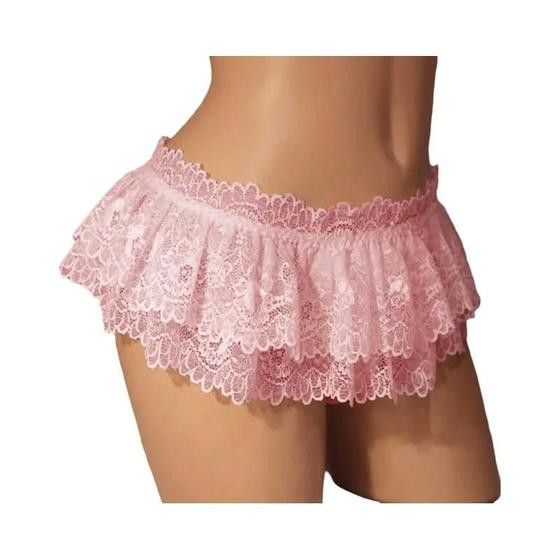 Saia Mini Plissada Vintage Sexy Para Mulheres, Calcinhas De Renda, Lingerie Cosplay Para Noite - NONE