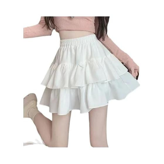 Saia Mini De Cintura Alta, Bonita E Sexy, Estilo Balletcore Com Renda E Patchwork, Moda Coreana Y2K - SUYISODA