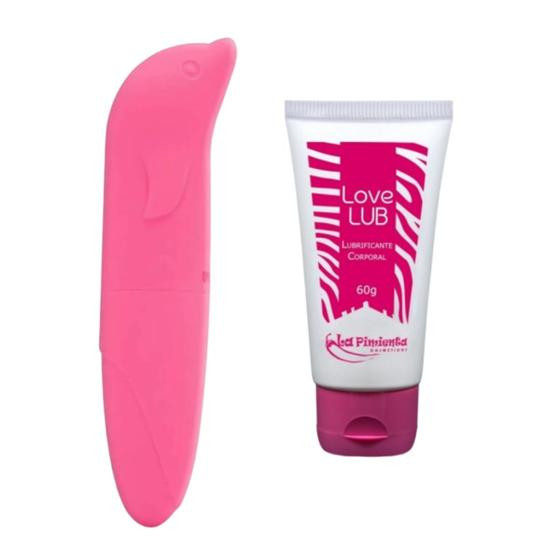 Imagem de Kit Vibrador Feminino Golfinho Ponto G Discreto Lubrificante