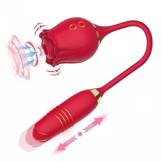 Imagem de Vibrador Rosa Sugador de clitóris com Vibrador vai e vem, Clitóris Vagina e Anal Recarregável ZDBROSA