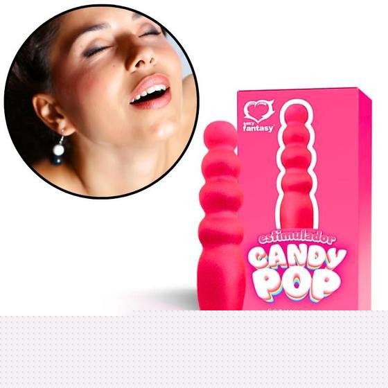Imagem de Estimulador Anal e Vaginal Candy Pop Maciço Rosa 14x2,8cm