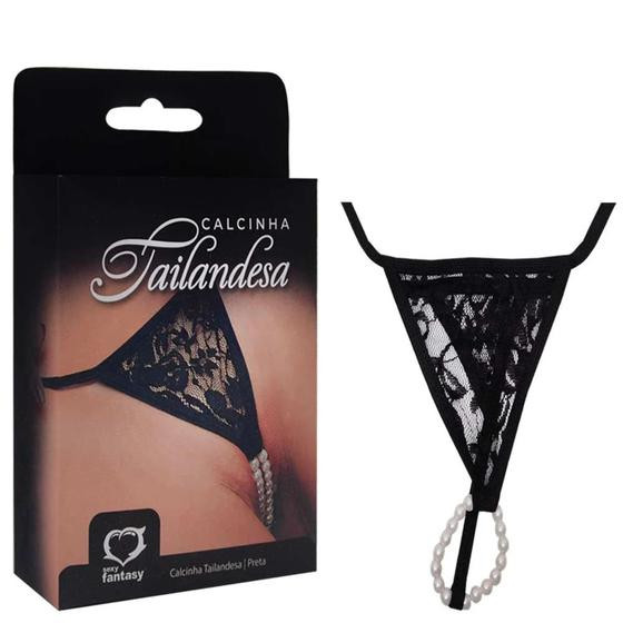 Calcinha Tailandesa Preta Sexy Fantasy