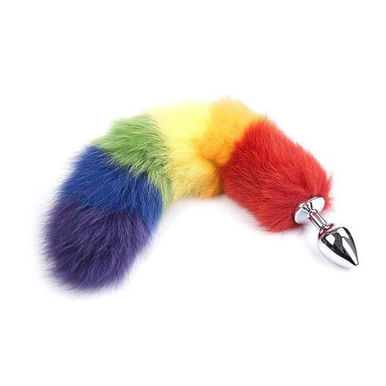 Imagem de Plug anal - aço - com rabo de raposa colorido - pequeno
