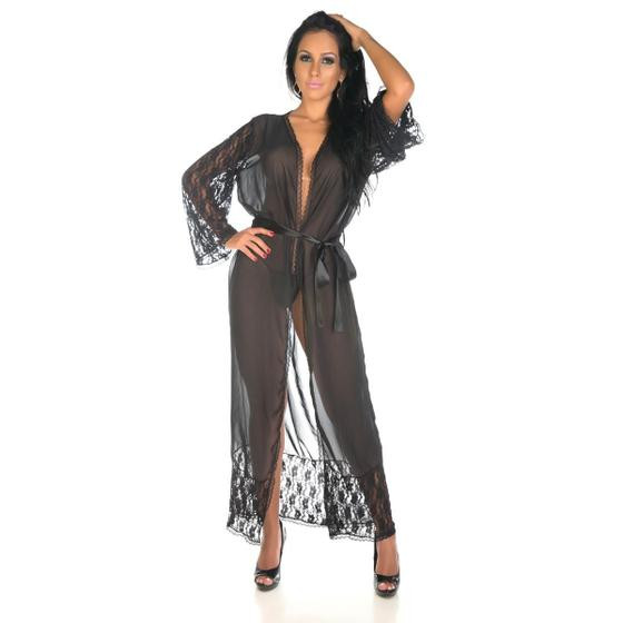 Imagem de Robe Sensual Longo Pimenta Sexy Preto - Sex Shop