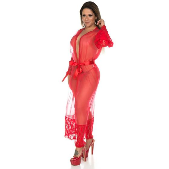 Imagem de Robe Sensual Longo Pimenta Sexy Vermelho - Sex Shop