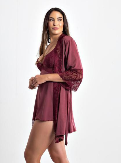 Imagem de Kit desejo camisola sexy e robe luxo