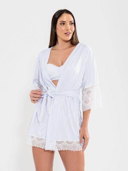 Imagem de Robe de luxo sexy noiva feminino detalhe em renda