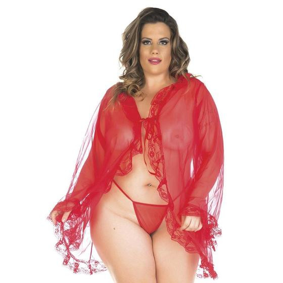 Imagem de Robe Sensual Plus Size Tentação Pimenta Sexy Vermelho - Sexshop