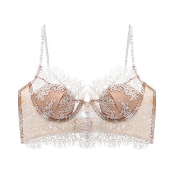 Sutiã Sexy de Renda Francesa com Alças, Lingerie Sem Costas, Sutiã Retro Fino para Mulheres - Elinashosiery