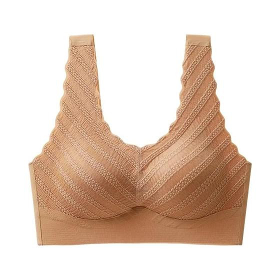 Sutiã Feminino Sexy Com Borda Recortada, Sem Fio, Push-up, Com Alças Largas, Lingerie Com Costas Em - fenlandwell