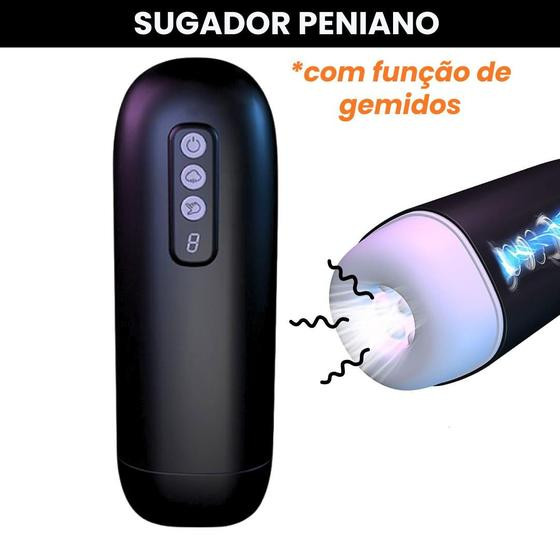 Imagem de Masturbador Masculino com Sugador Vai e Vem Rotativo Potente Recarregável Elétrico Sucção Homem Lanterna Automática Vagina