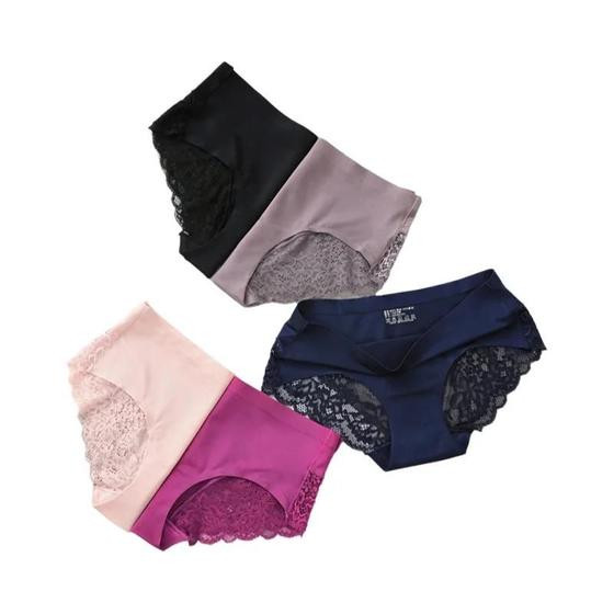 Imagem de Conjunto De Calcinha De Renda De Cetim De Seda plus Size Para Mulheres Lingerie Sexy Sem Costura