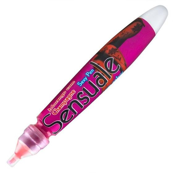 Imagem de Caneta Comestível Morango com Champanhe Sexy Pen 20g Sensuale - Sexshop