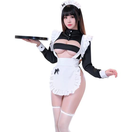 Imagem de Conjunto Sexy de Lingerie SINROYEE - Fantasia Cosplay de Maid Francesa