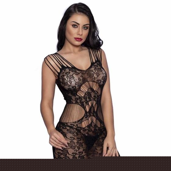 Imagem de Mini Vestido Rendado Lingerie Bodystocking Luxo Sexy
