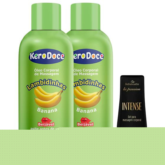 Imagem de 2 Óleo Corporal de Massagem Sexy Kero Doce Lambidinhas + Gel Lubrificante Intense