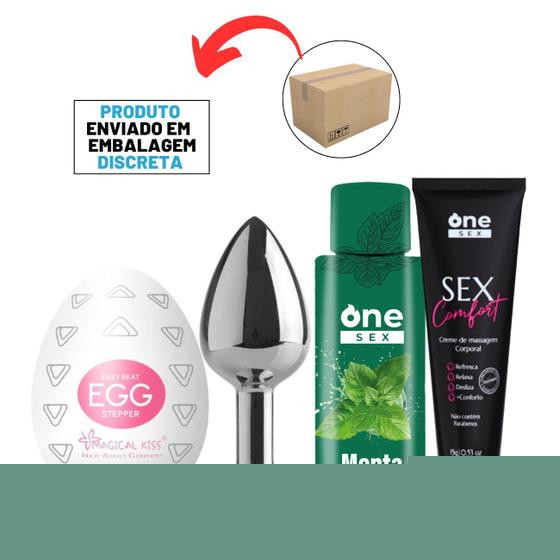 Imagem de Kit Egg Masturbador  Gel Lubrificante One Sex  Plug Anal P  Sex Comfort Creme de Massagem Anal