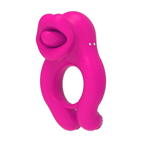 Imagem de Anel Peniano com Vibrador e Estimulador de Clitóris Lick Ring Alwup Pink