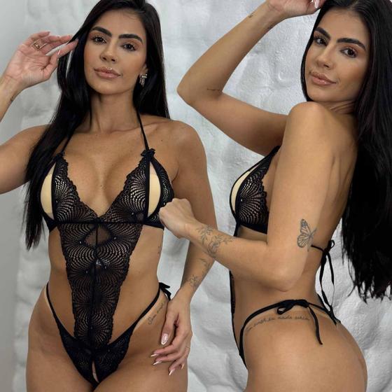 Imagem de Body Sensual com Abertura Rendado Sexy Sem bojo