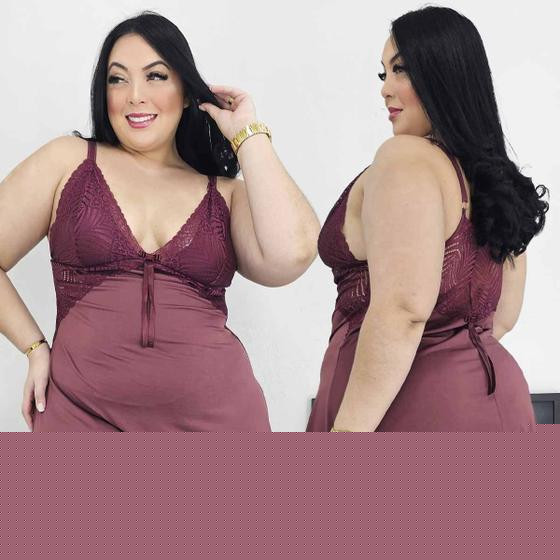 Imagem de Camisola Plus Size Sem Bojo Renda Sexy Lingerie Sensual Luxo