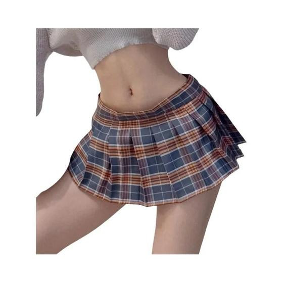 Imagem de Feminino Sexy Colegial Jk Uniforme Mini Saia Xadrez Bonito Plissado Cosplay Estudante Wear