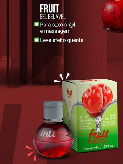 Imagem de Gel beijável para oral esquenta fruit sexy maçã do amor 40ml - intt cosméticos