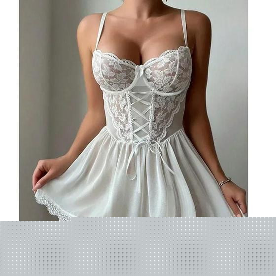 Conjunto De Lingerie Sexy Transparente Com Renda Para Mulheres, Kit De Calcinha E Sutiã Push-up, - NONE