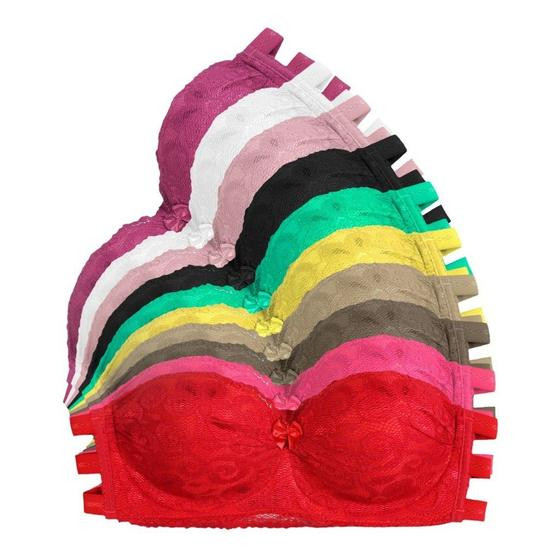 Kit 5 Soutien Sutiã Sem Alça Costas Tripla Rendado Sexy - Mip's