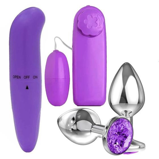 Imagem de Kit Vibrador Feminino Golfinho Ponto G + Bullet Cápsula + Plug Anal P