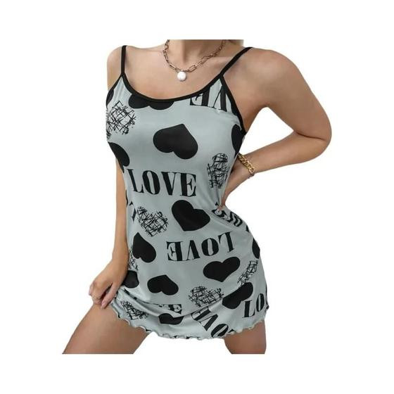 Imagem de Camisola Sexy De Verão Para Mulheres, Saia Curta Com Estampa De Cartoon Fofo, Pijamas Para Uso Em