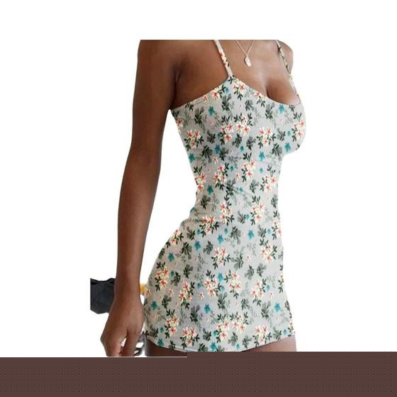 Imagem de Vestido Mini Floral plus Size Sem Costas Sexy De Verão Com Saia Curta