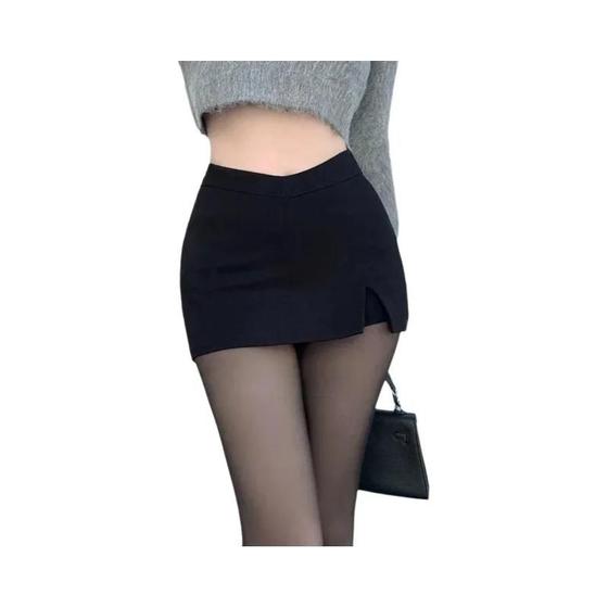 Imagem de Saia Mini Preta De Cintura Alta Com Fenda Para Mulheres, Verão, Sexy, Slim, Estilo Coreano, Moda De