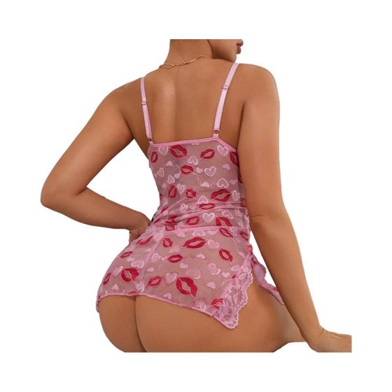 Imagem de Conjunto De Lingerie Sexy Feminina Com Renda, Sutiã Transparente E Calcinha, Design Romântico De