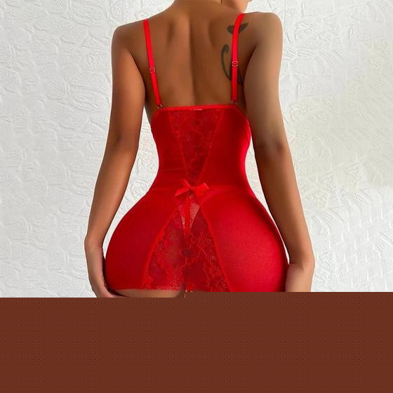 Imagem de Conjunto De Sutiã Transparente Em Renda plus Size Com Decote Em V Profundo E Alças, Lingerie Sexy