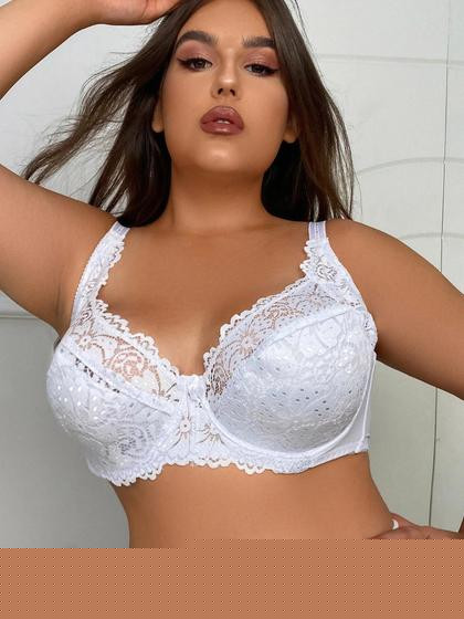 Imagem de Sutiã feminino plus size sexy renda roupa íntima sutiã fino copo E sutiã com armação