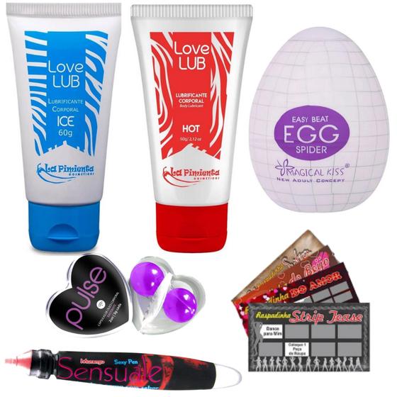 Imagem de Kit Sex Shop 9 Itens Casal Brinquedos Eróticos Presente Namorado Algemas Egg Sexyshop