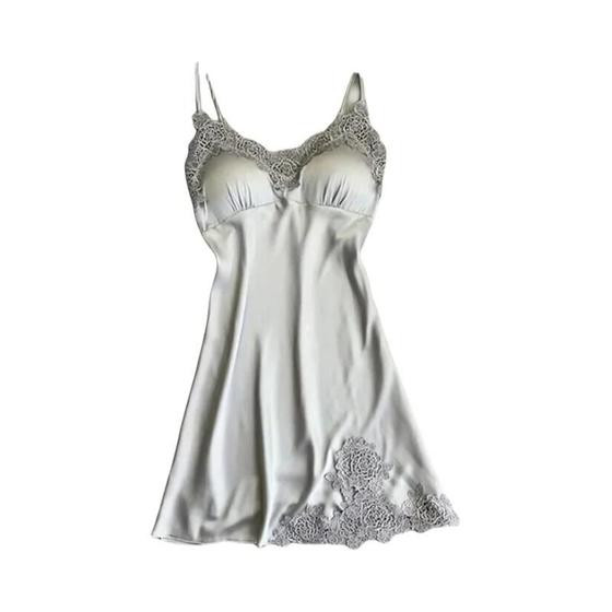 Imagem de Camisola Sexy de Seda Halter Feminina - Pijamas de Cetim para Primavera/Verão