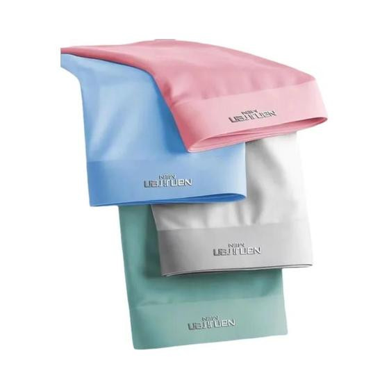 Imagem de Cuecas Boxer Masculinas De Seda Gelada Com Malha, Kit Com 4 Peças, Sexy, Finas, Com Bolsa U Convexa,