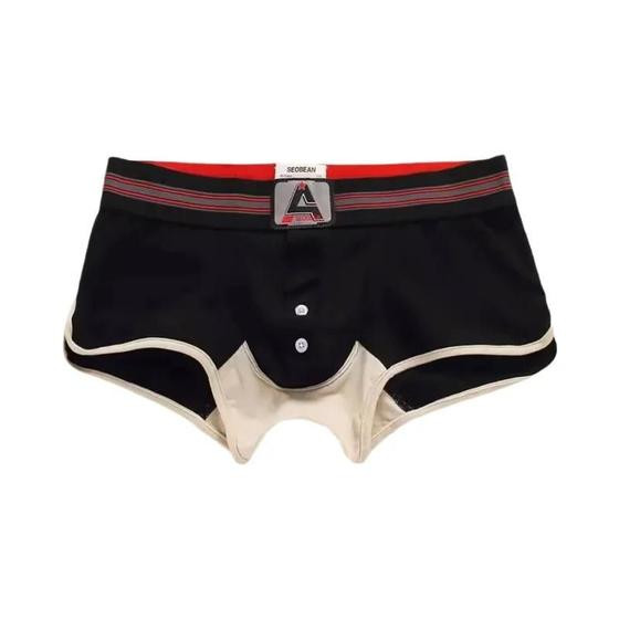Imagem de Cuecas Boxer Masculinas Slim Fit De Algodão Com Abertura Frontal Em U E Bolsa Convexa Sexy