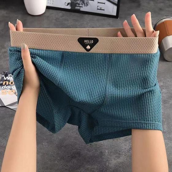 Imagem de Cuecas Boxer Masculinas plus Size De Seda Gelada, Respiráveis, Ajuste Slim, Roupa Íntima Sexy Com