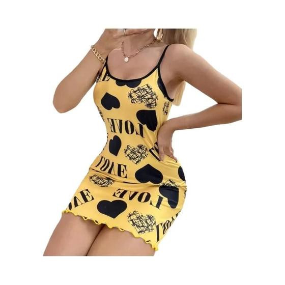 Camisola Sexy De Verão Para Mulheres, Saia Curta Com Estampa De Cartoon Fofo, Pijamas Para Uso Em - NONE