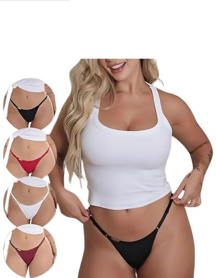 Imagem de Kit 5 Calcinha Feminina Fio Dental Microfibra Regulagem Sexy
