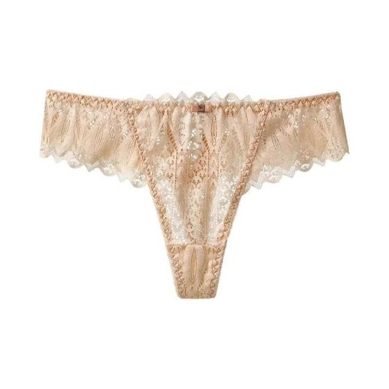 Imagem de Calcinha G String Transparente De Renda Com Cintura Baixa Para Mulheres, Lingerie Sexy Com Recortes,