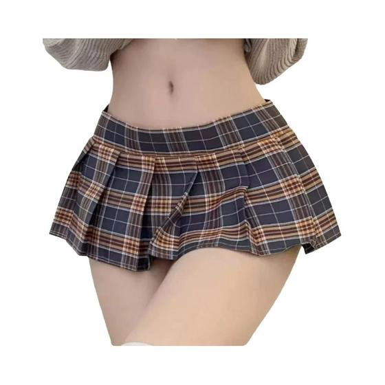 Minissaia Plissada Xadrez De Uniforme Escolar JK Sexy Para Cosplay De Estudante Feminino 2025 - NONE