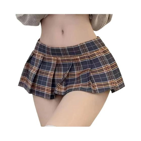 Uniforme Sexy De Escolar Feminino JK, Saia Mini Xadrez Plissada, Fantasia De Estudante - NONE