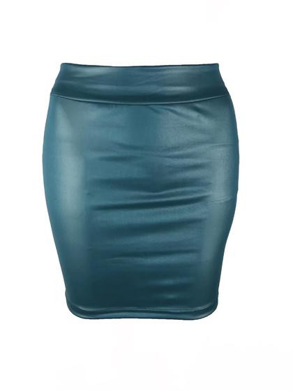 Saia Mini De Couro Fosco De Cintura Alta, Slim, Sexy, Moda PU, Estilo Coreano Para Noite E - NONE