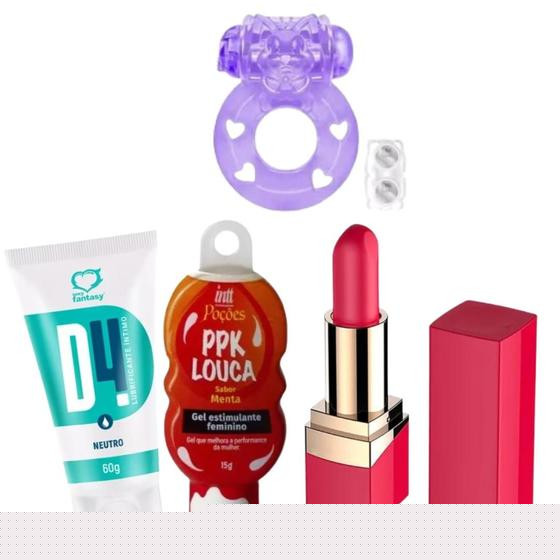 Imagem de Vibrador bullet batom + anel peniano + lubrificante + excitante